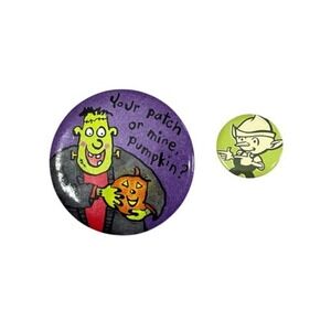 Halloween "Your Patch or Mine, Pumpkin?" Frankenstein Button Pin Lot of 2